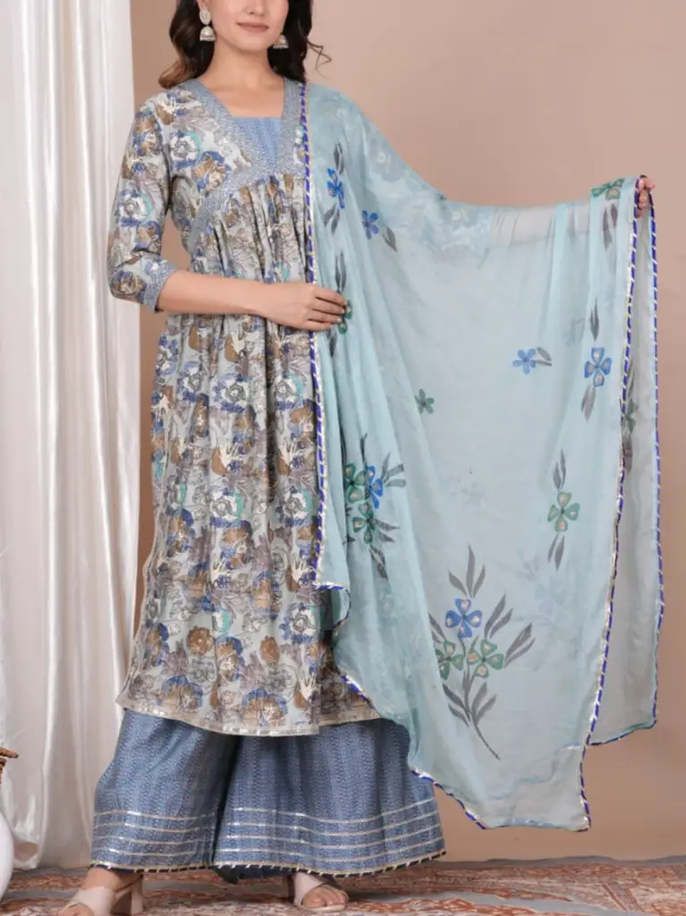 Rayon 3 piece Aliya Cut Kurti with Pant & Duptta suit set, Size: M L Xl  Xxl, 140 at Rs 599/set in Jaipur