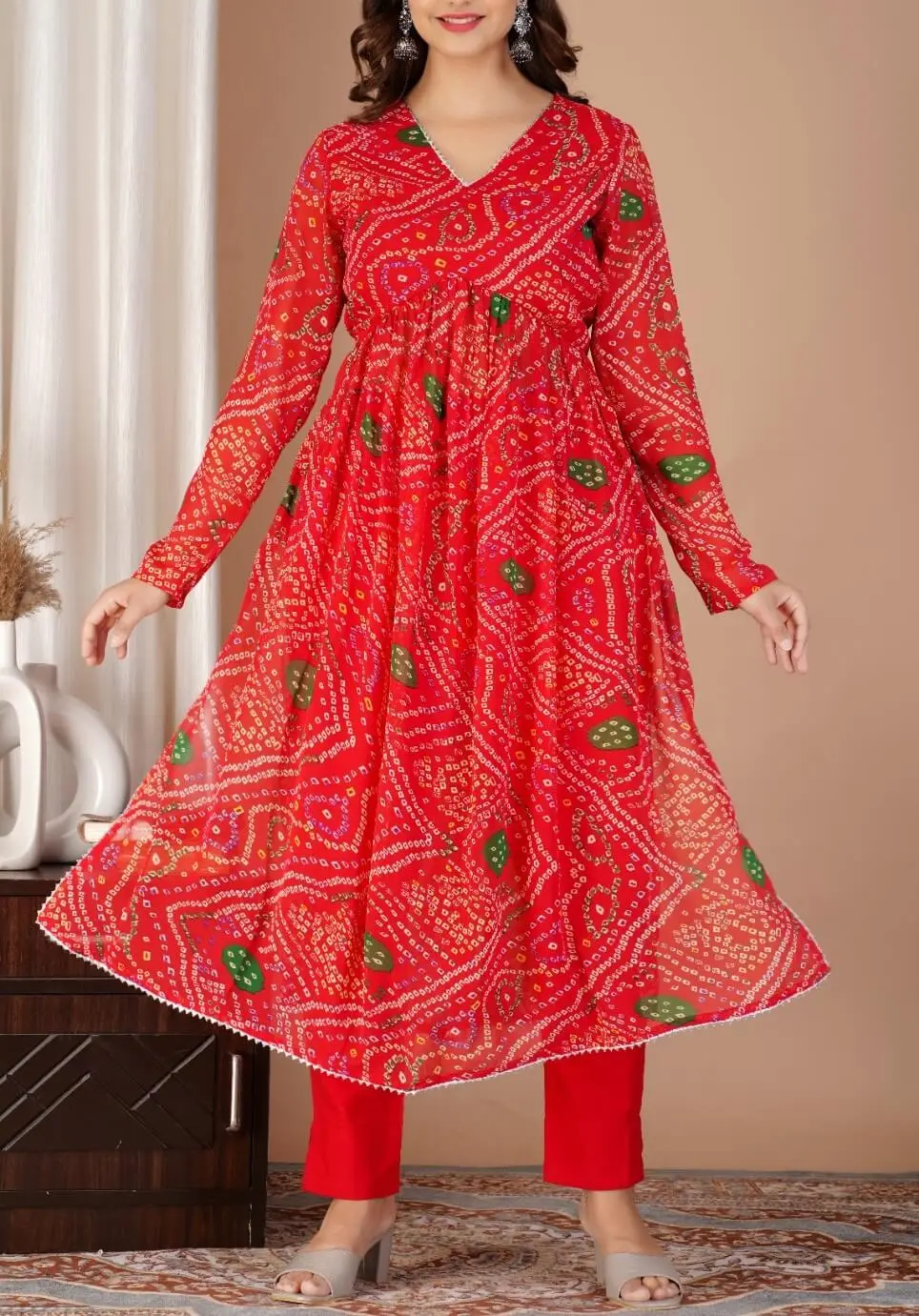 Buy Red Chiniya Silk Woven Banarasi Round Anarkali With Dupatta For Women  by Pinki Sinha Online at Aza Fashions.