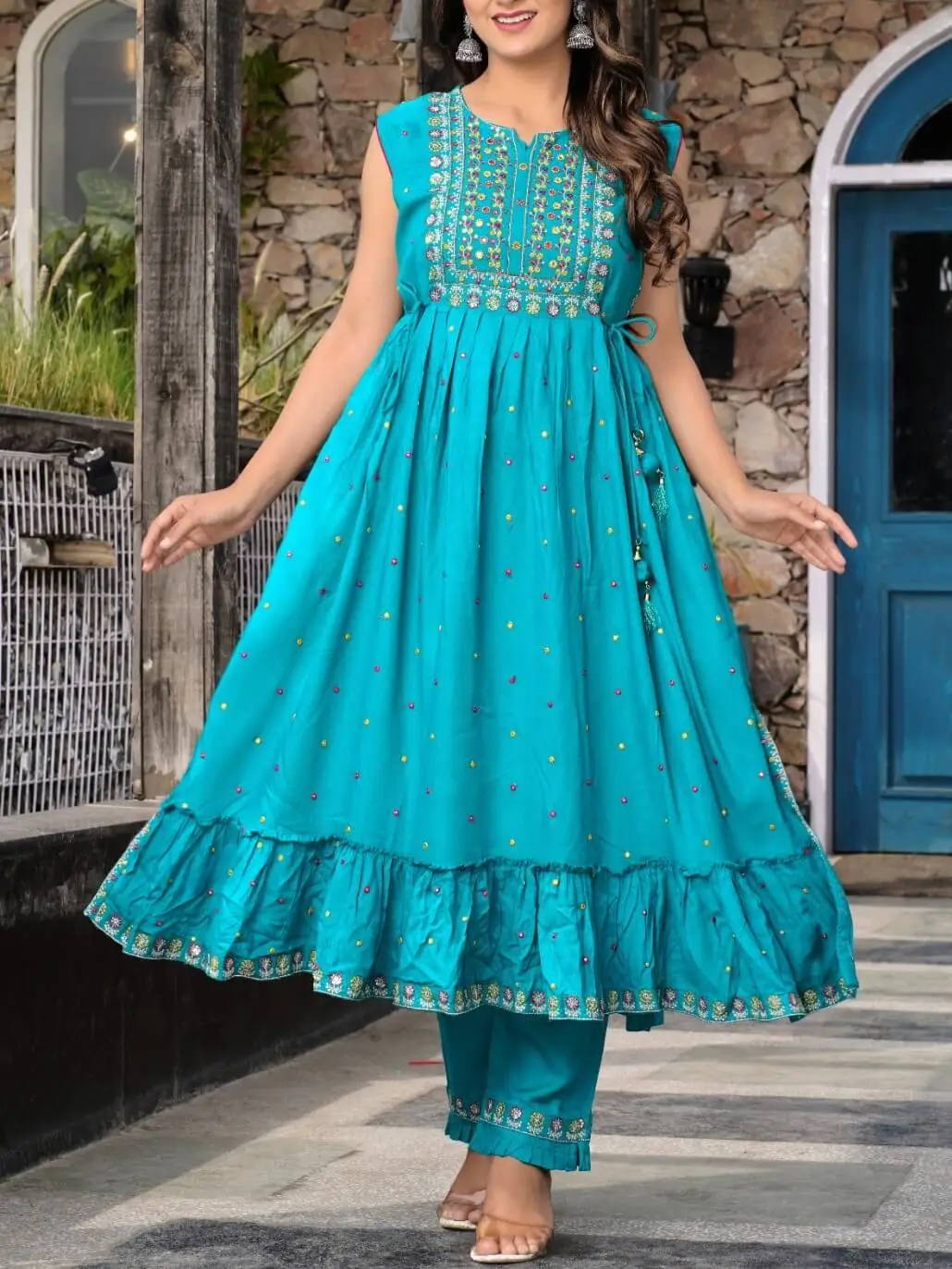 Buy Black Printed Georgette Floral Sleeveless Long Kurti Online in India |  Long kurti designs, Kurti designs, Kurti neck designs