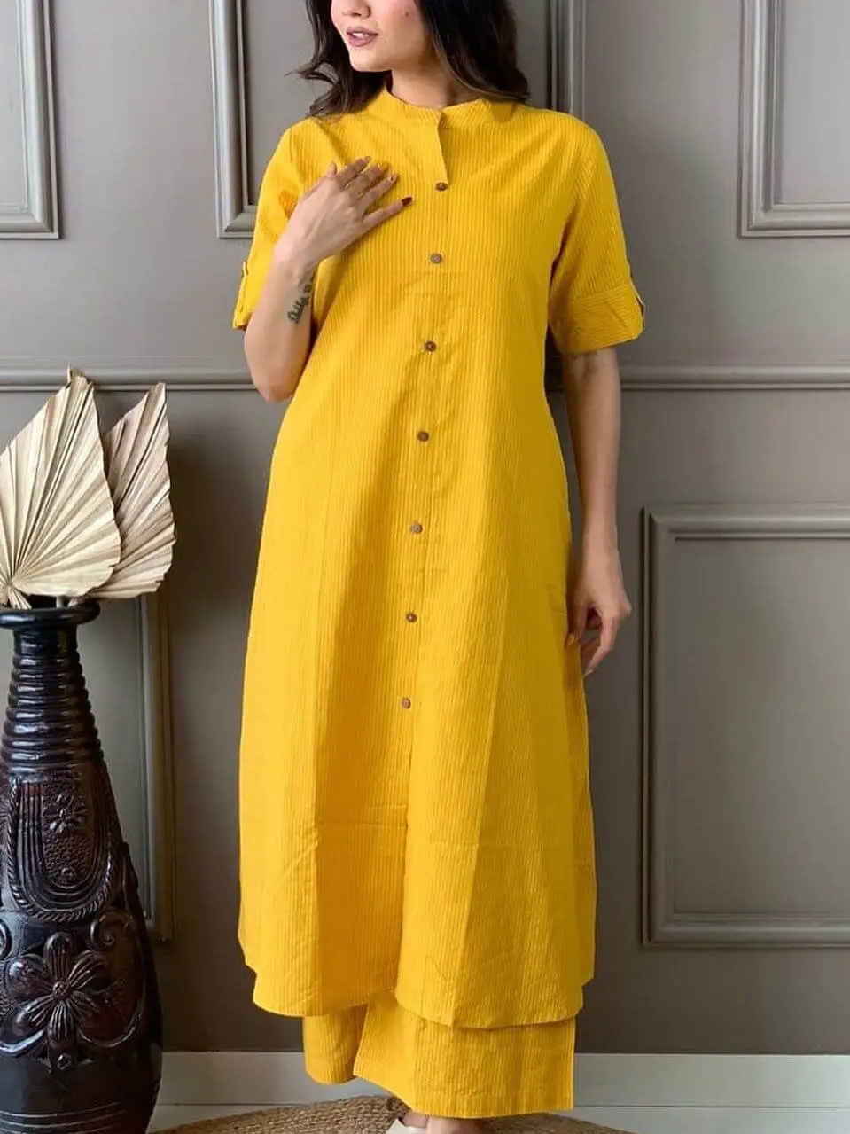 Buy Aarika Girls Yellow-Navy Blue Color Kurti Palazzo Set Online at Best  Prices in India - JioMart.
