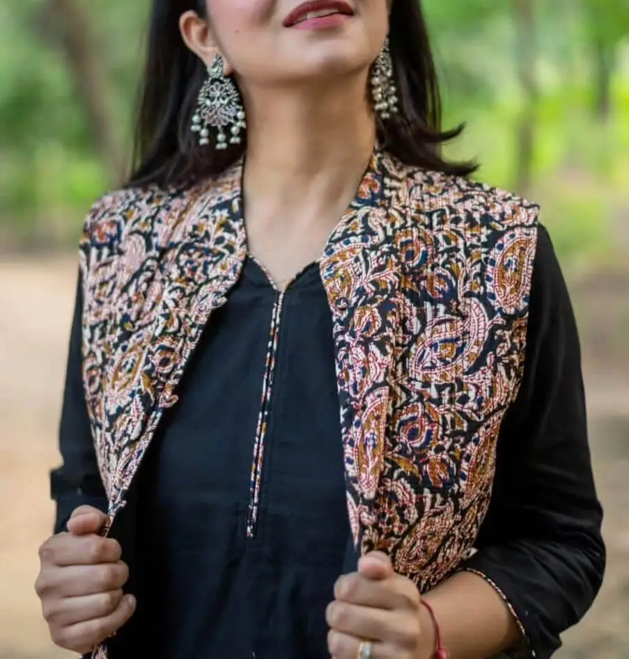 Buy Green Printed Longline Jacket With Kurta And Pants Online - W for Woman
