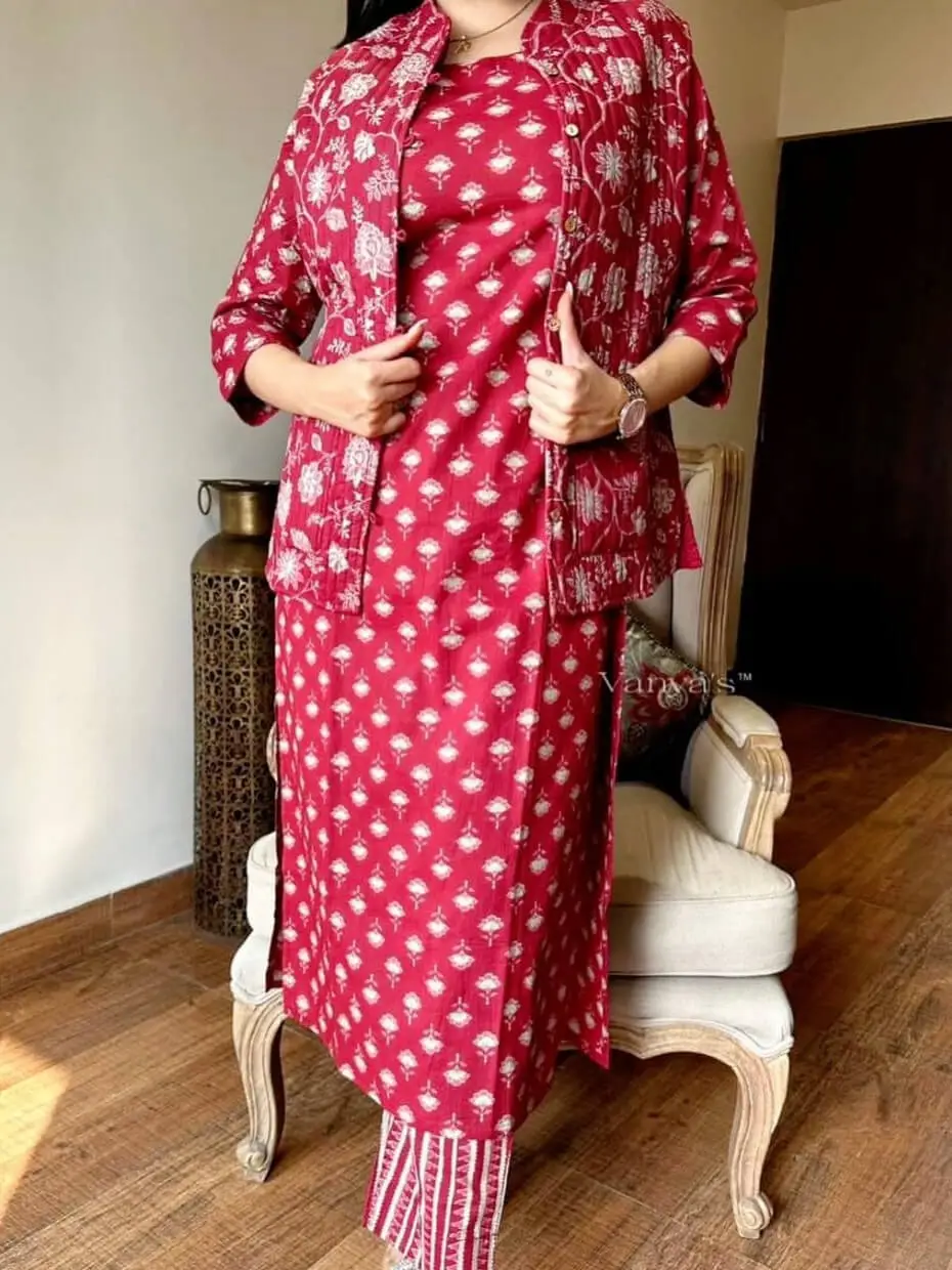 Pooja Fashion Woman's Rayon Printed Anarkali Kurti Jacket for  Women/Bollywood Designer Long Kurti Jacket with Gown Dress (Medium, Red) :  Amazon.in: Fashion