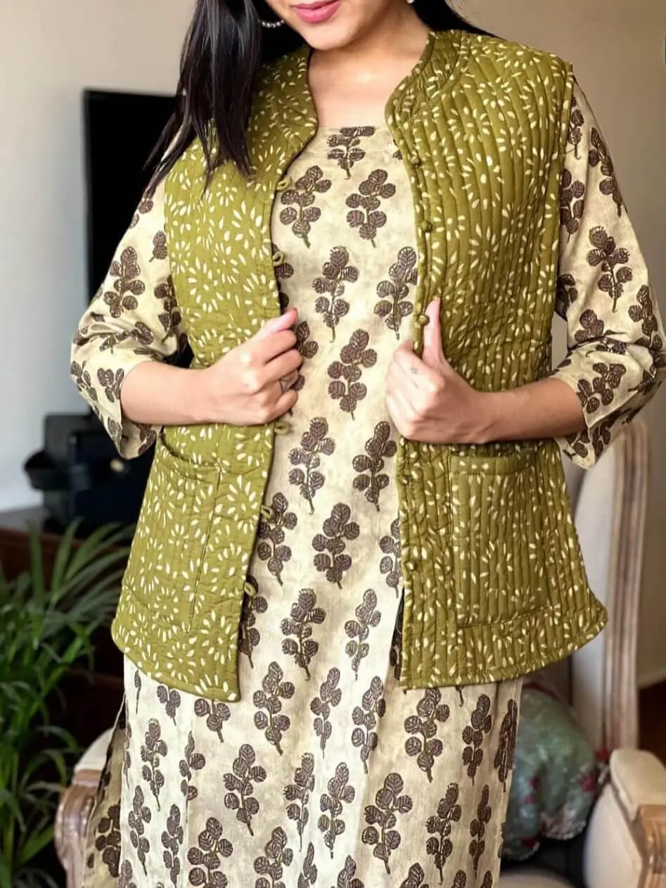 Ochre Yellowish cotton festive jacket style printed kurti in Dandeli at  best price by Mahageeta Creation - Justdial