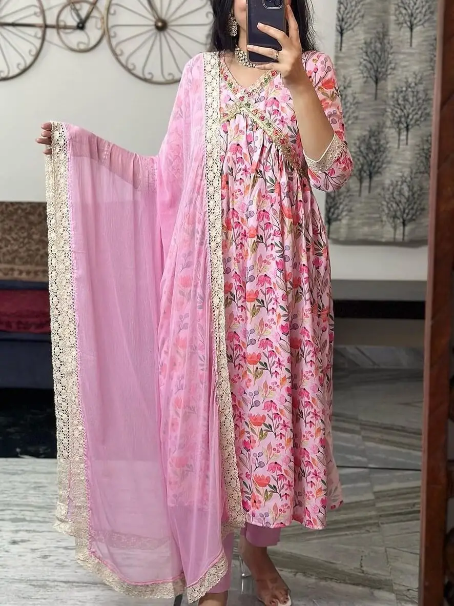 THE LIBAS COLLECTION PRINTED PINK KURTI WITH PANT ONLINE