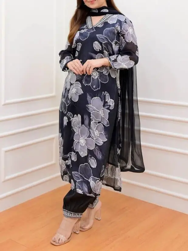 Buy Women naaz print Kurti with Afghani Pant and Dupatta Set online
